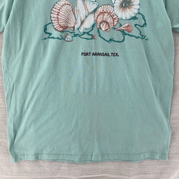 Vintage 90s‎ Port-Aransas Texas Single-Stitch T-Shirt LARGE Green Seashells Tee - Picture 5 of 12